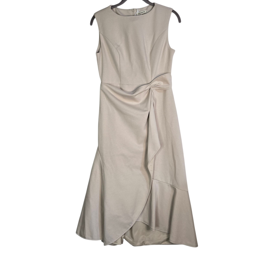 FEHAUTE NWT Size 4 Elegant Cream Sleeveless, Fittes, Flare Bottom Dress - Picture 5 of 13